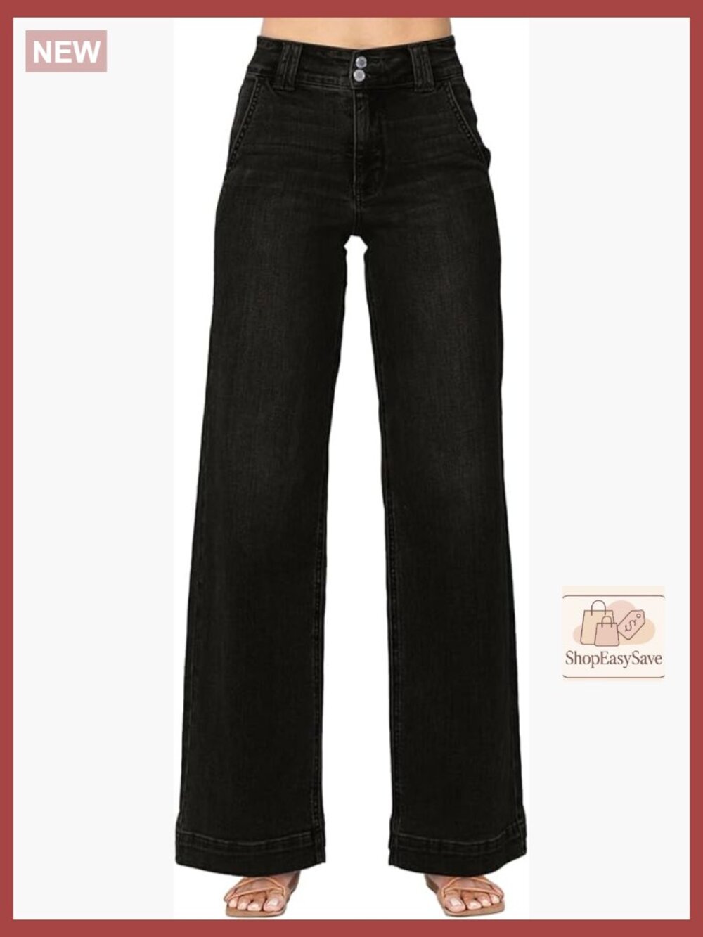 High Waisted Wide Leg Straight Jeans Stretchy Baggy Denim Pants Tummy Control